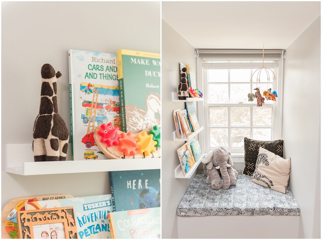 animal, baby, books, crib, elephant, nook, nursery, reading, Richmond, upstairs, books